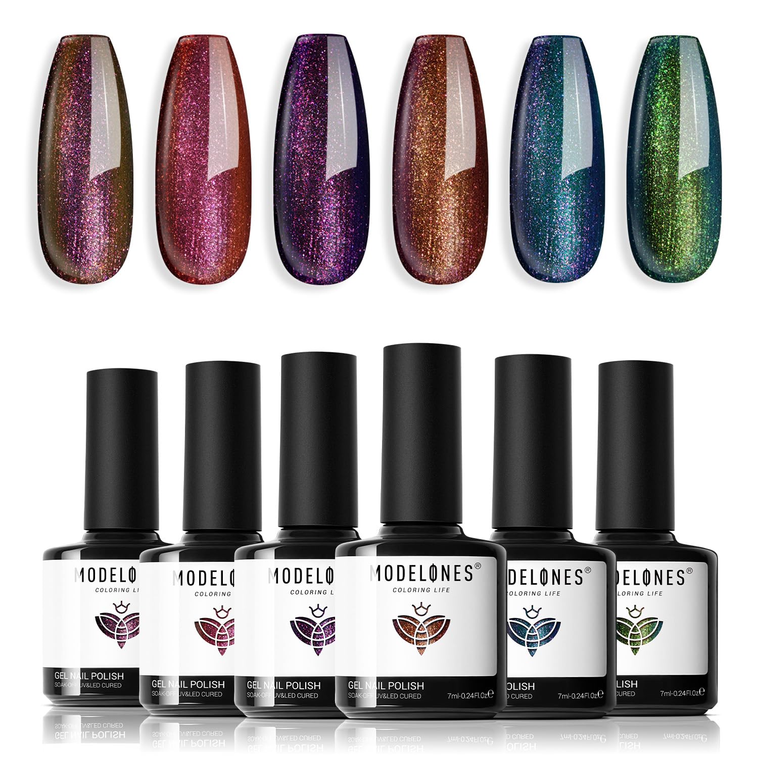 modelones Chameleon Gel Nail Polish Set - 6 Colors Aurora Gel Polish Kit