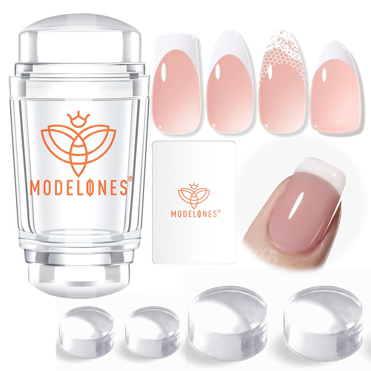 modelones French Tip Nail Tool 6Pcs Nail Stamp Silicone French Tips Stamp