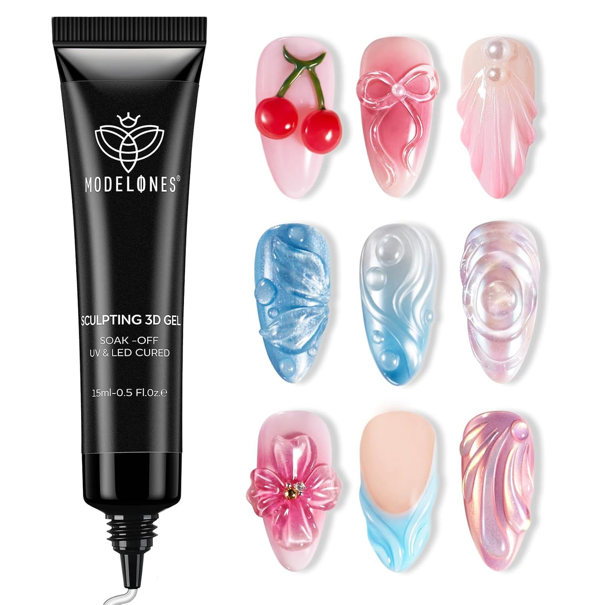 Modelones 3D Nail Art Gel Clear Sculpting Rhinestone Glue No Wipe 15g
