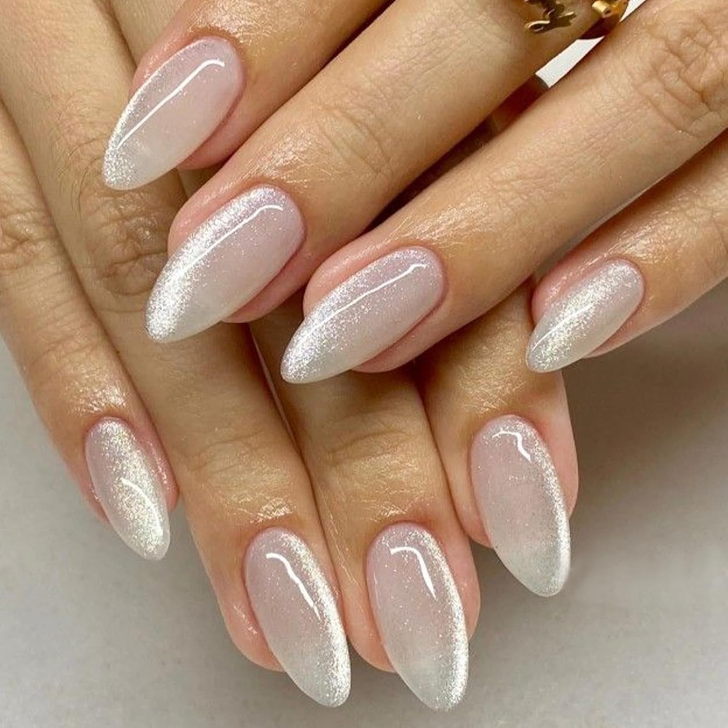 Modelones Cat Eye Press on Nails Almond, Fall Short Fake Nails