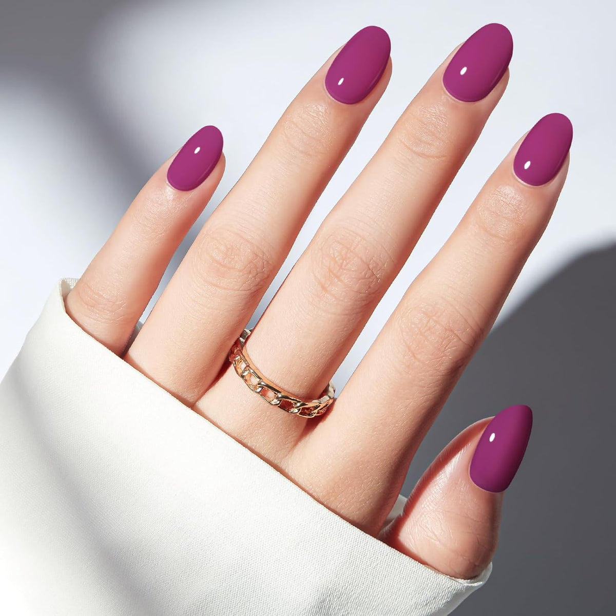 modelones Plum Short Press on Nails, Oval Fake Nails Kit Nails Press Ons