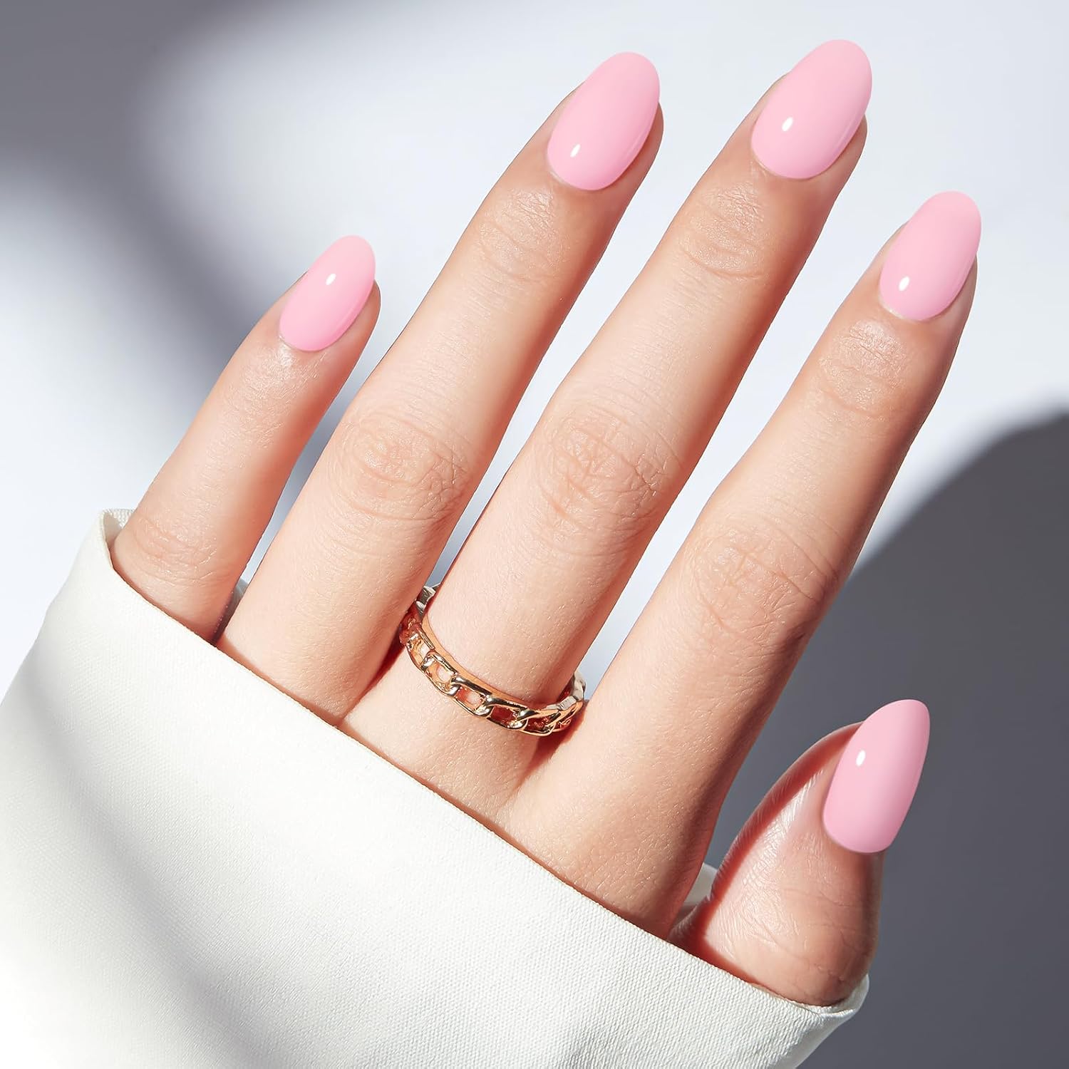 modelones Baby Pink Short Press on Nails, Oval Fake Nails Kit Press Ons