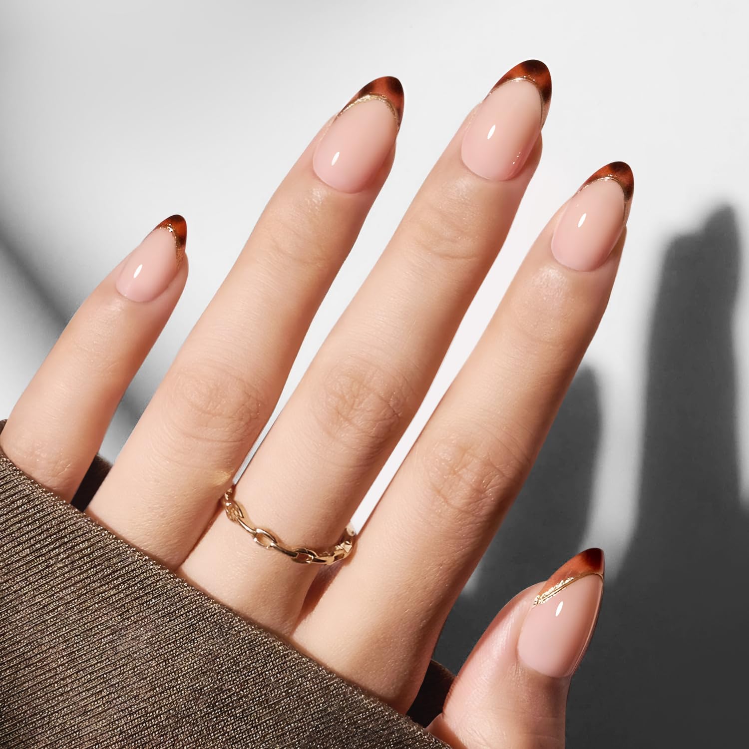 Modelones French Tip Press on Nails Almond, Short Almond Fake Nails