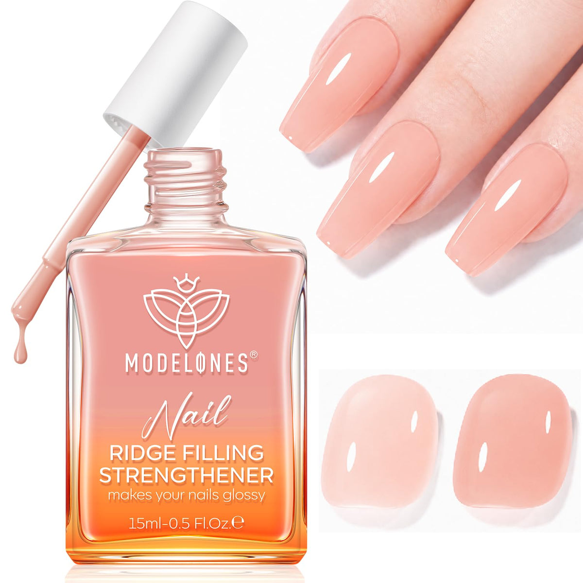 Modelones Nail Strengthener and Growth, Fall Nude Nail Polish Nail Hardener
