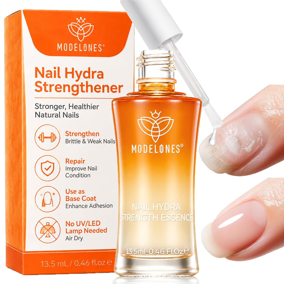 Modelones Nail Strengthener and Growth, Water-Based Nail Hardener Repair