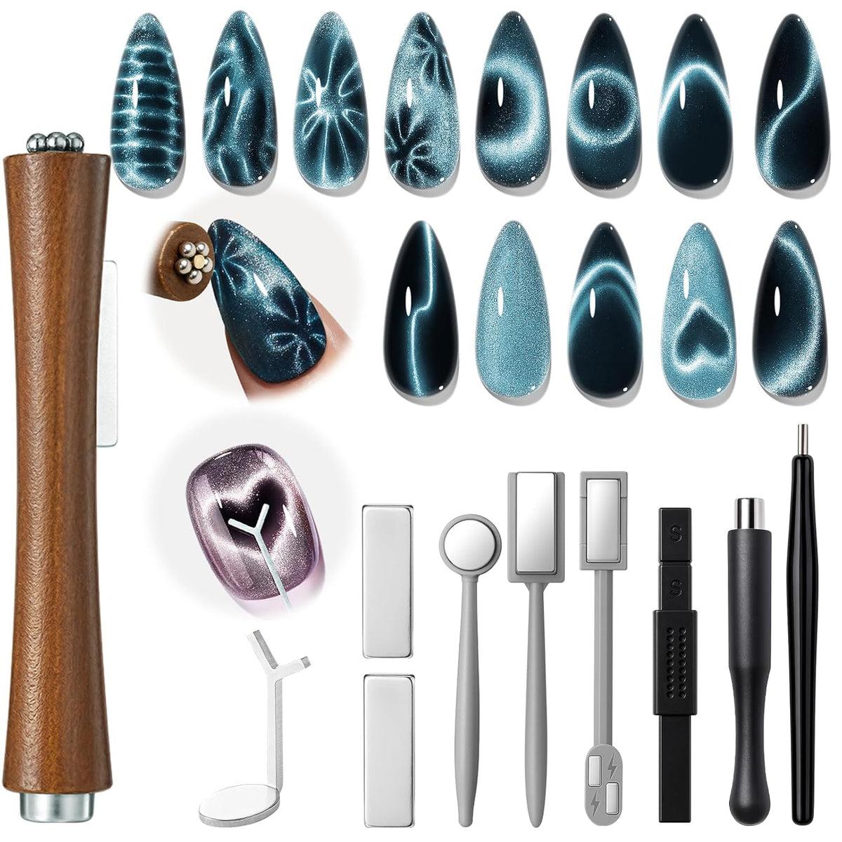 modelones Cat Eye Magnet Set, Cat Eye Gel Nail Polish Tools Nail Stuff Kit