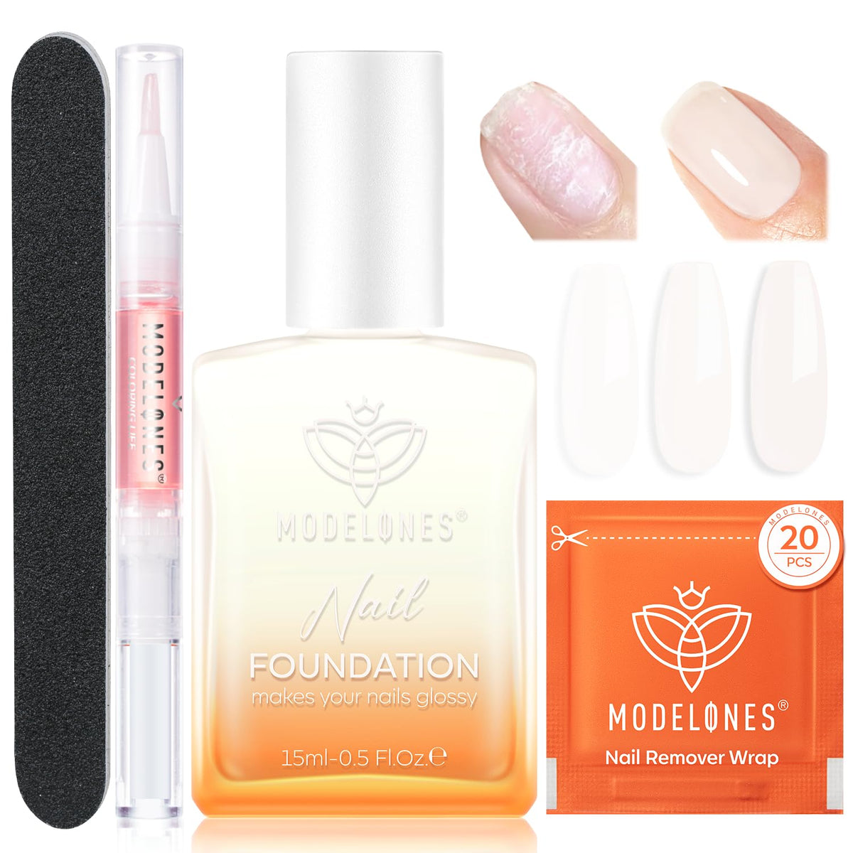 Modelones Nail Strengthener and Growth Milky White Nail Polish Remover Pad