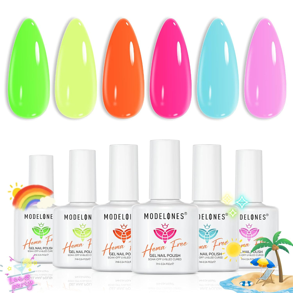 modelones Neon Gel Nail Polish Set, Hema-Free 6 Colors 2026 Halloween