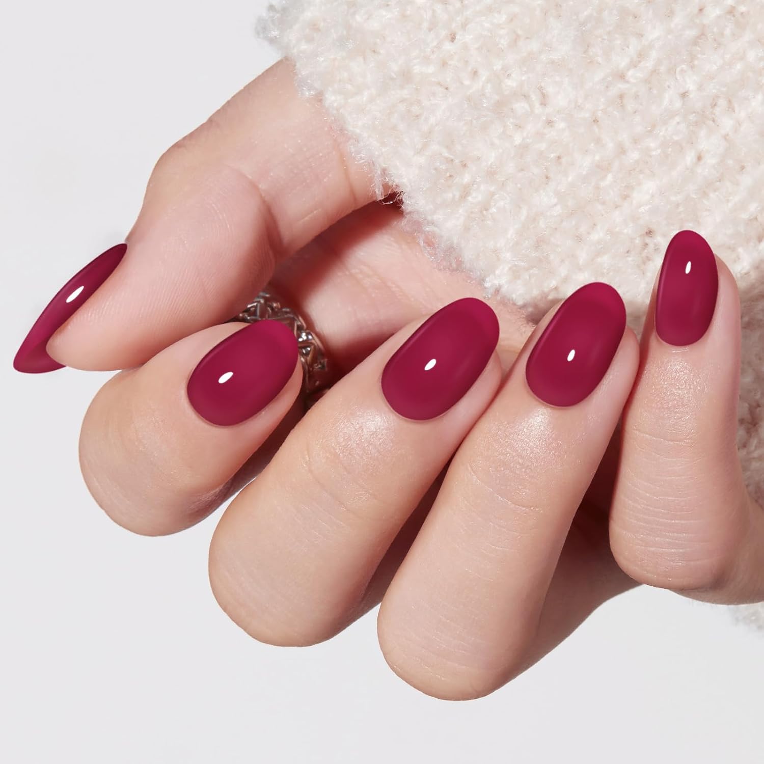 modelones Sheer Purple Short Press on Nails, Oval Fake Nails Kit