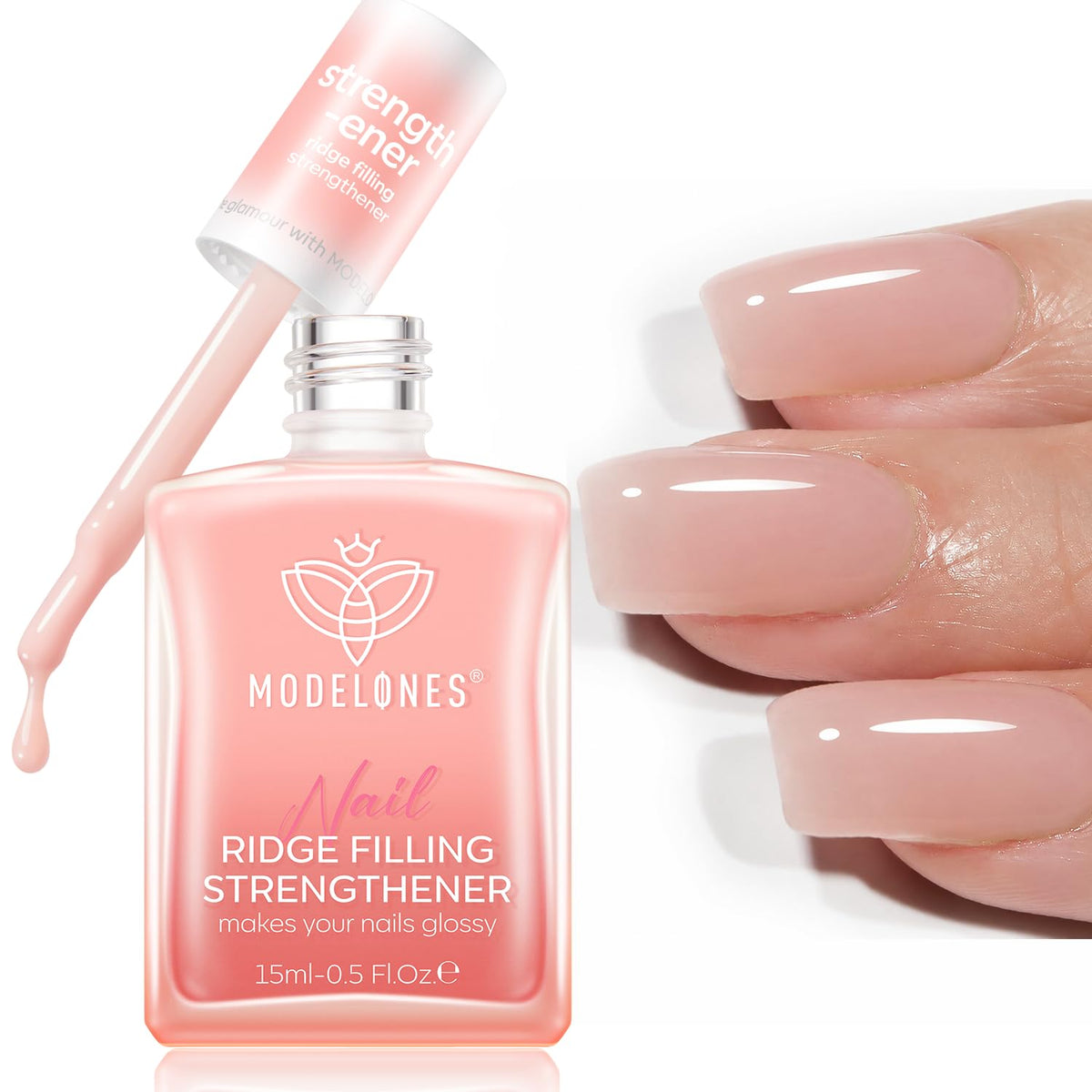 modelones Nail Strengthener and Growth Nail Hardener Pink Nail Polish