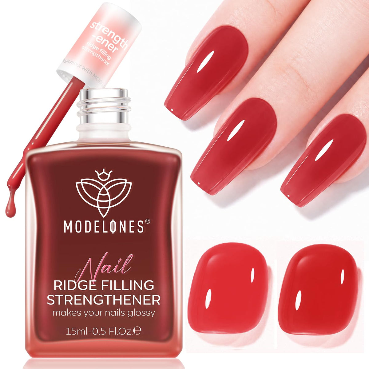 Modelones Nail Strengthener and Growth, Red Fall Nail Polish Nail Hardener