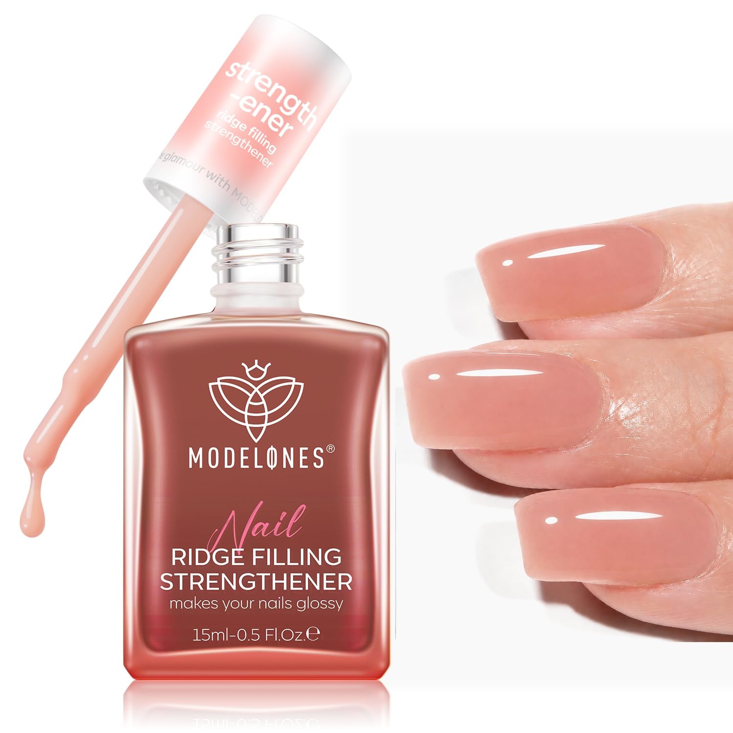 modelones Nail Strengthener and Growth Nail Hardener Nude Fall Nail Polish