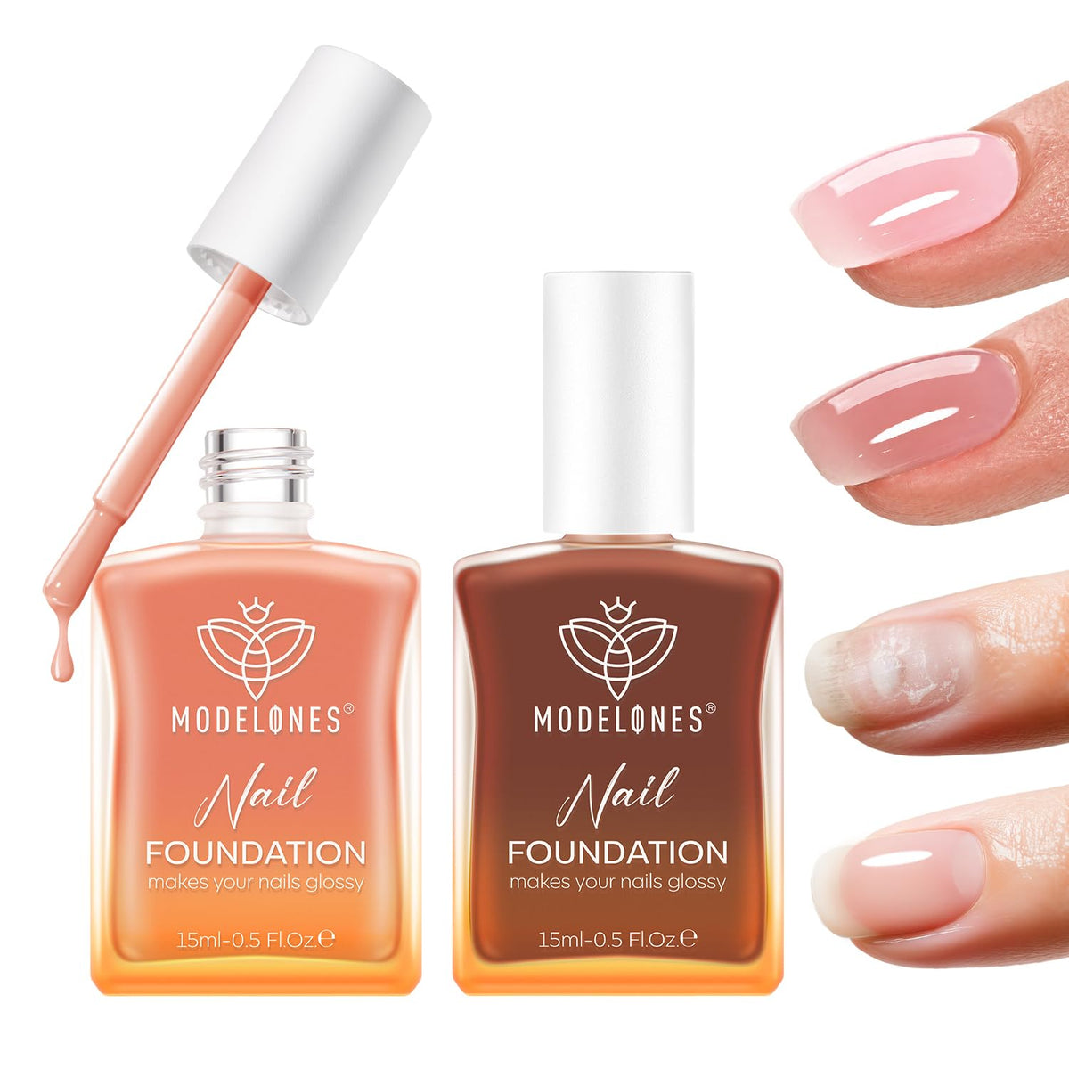 modelones Nail Strengthener and Growth, Fall Pink Rose Brown Nail Polish