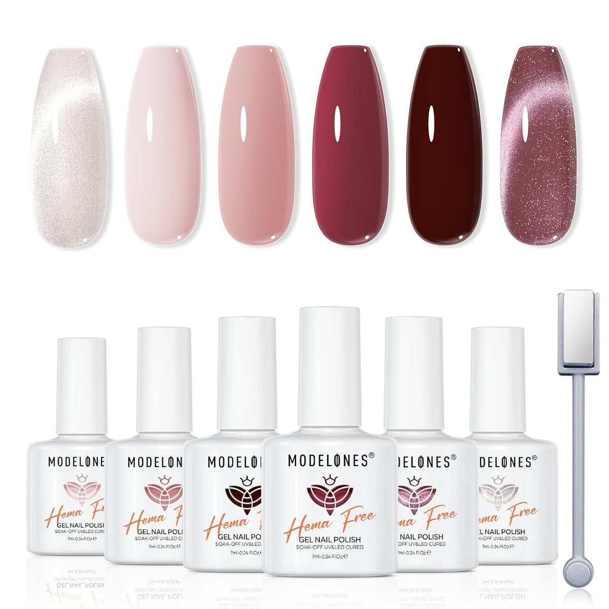 modelones Purple Gel Nail Polish Set, Hema-Free 6 Colors Nude Pink