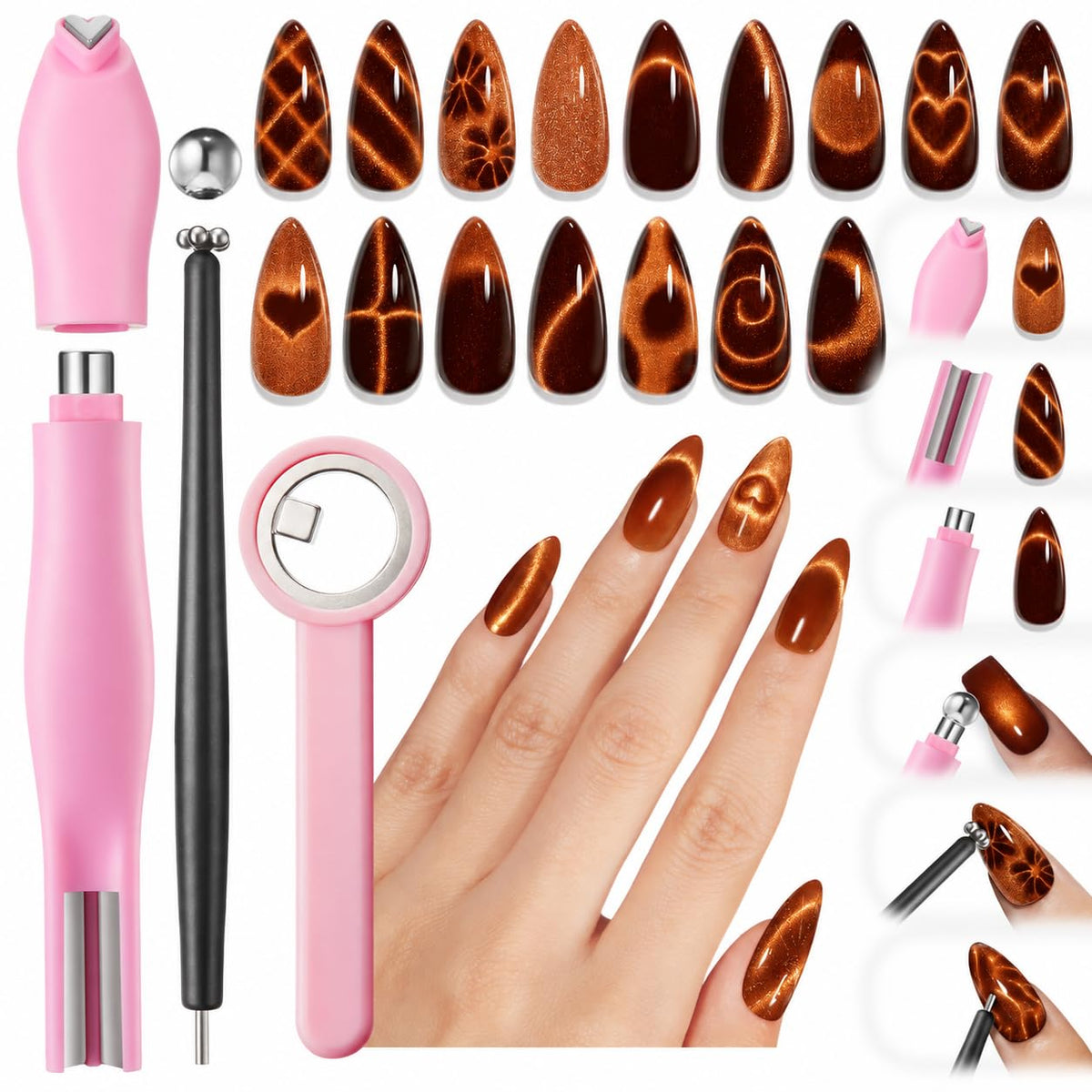 modelones Cat Eye Magnet Nail Magnets Cateye Fall Brown Gel Polish Stuff