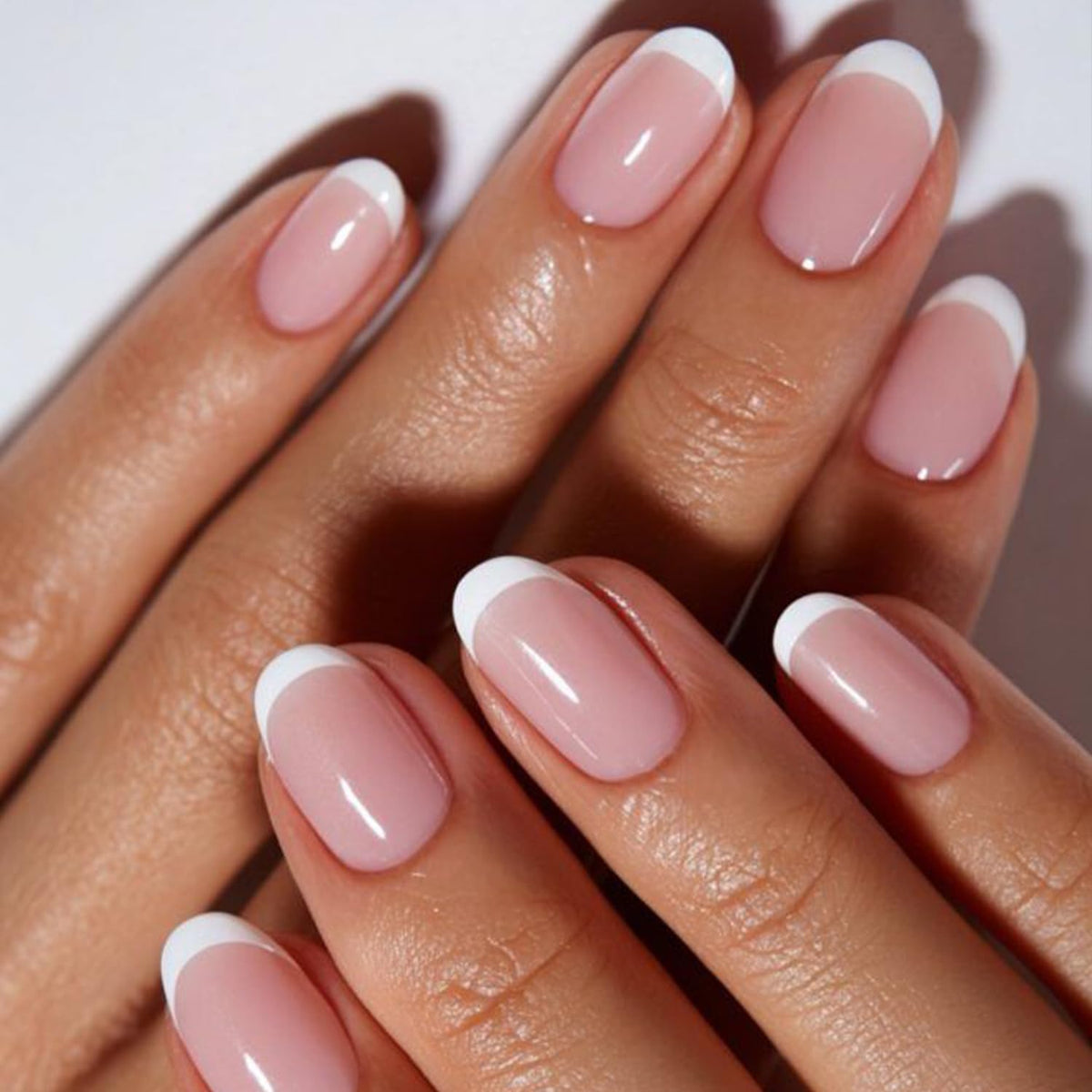 modelones 64Pcs French Tip Press On Nails, Short Oval Fake Nails Press Ons