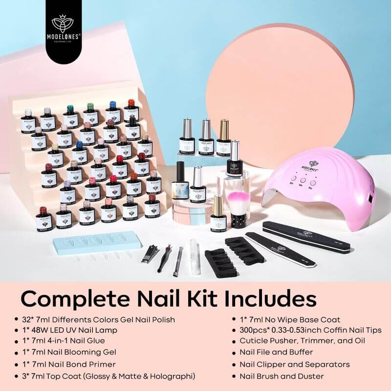 Define Your Nail 48Pcs 32 Colors Gel Nail Polish Kit Modelones