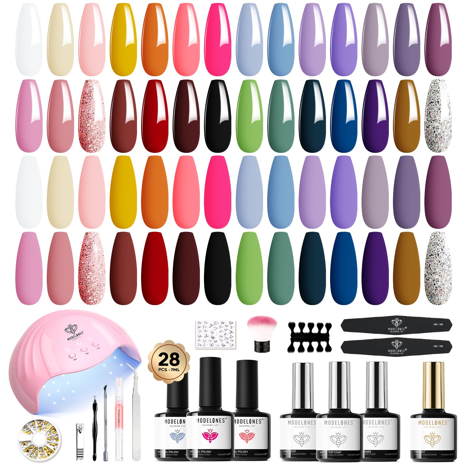 Rainbow Splendor - 45Pcs 28 Colors Gel Nail Polish Kit【US ONLY】