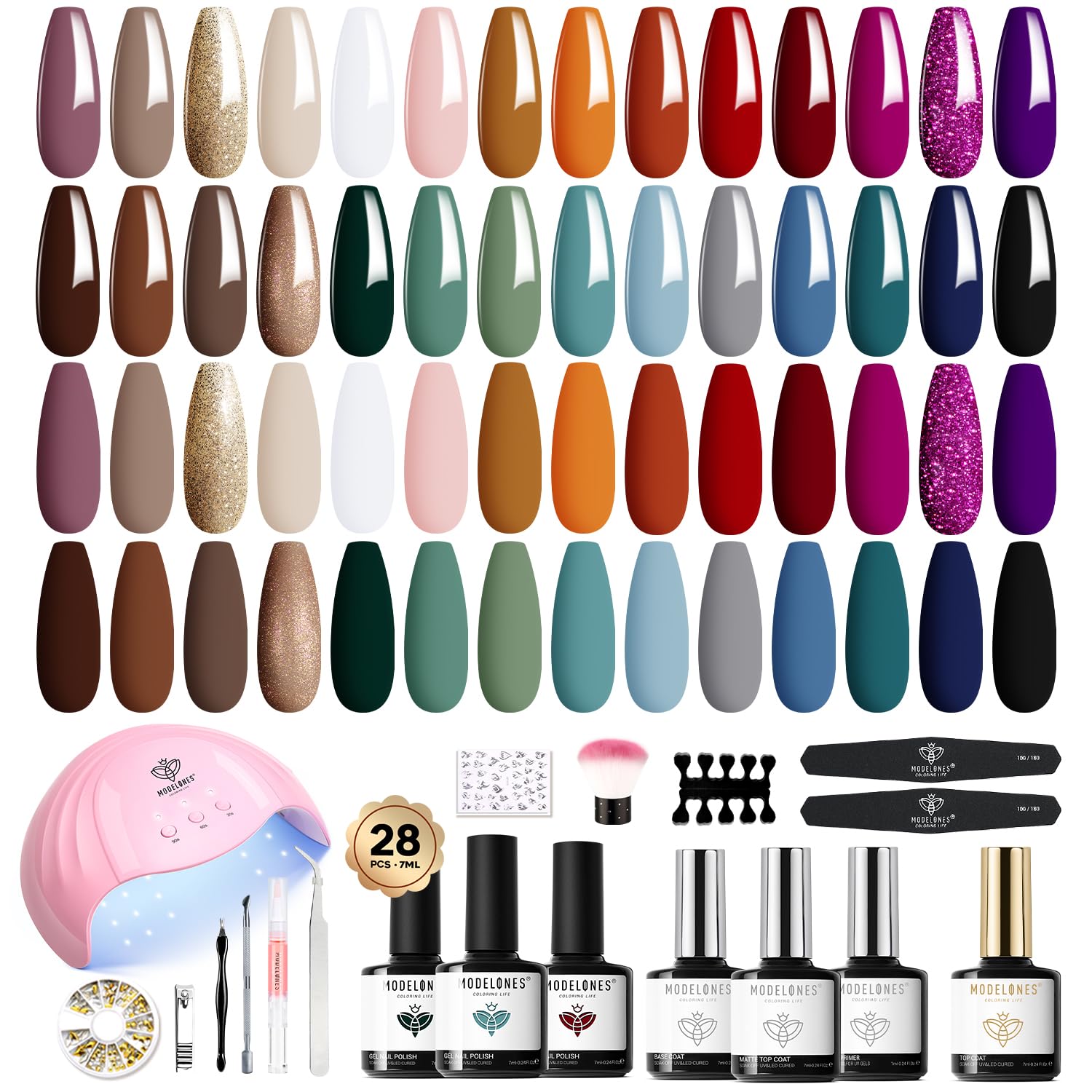 Dazzling Dreams - 45Pcs 28 Colors Gel Nail Polish Kit【US ONLY】