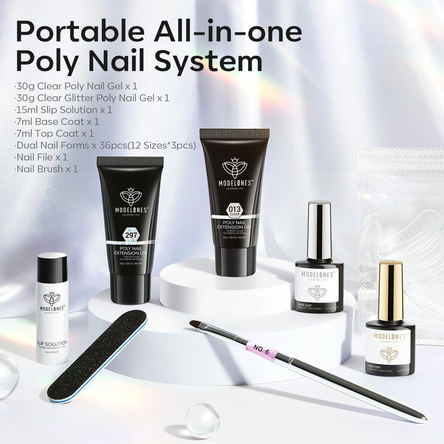 Modelones Poly Nail Gel Kit With Slip Solution Extension Builder ...