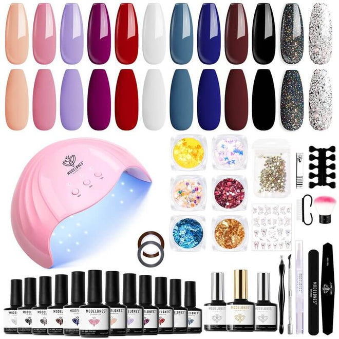 Create Your Style - 12 Colors Gel Nail Polish Kit with 48W Lamp