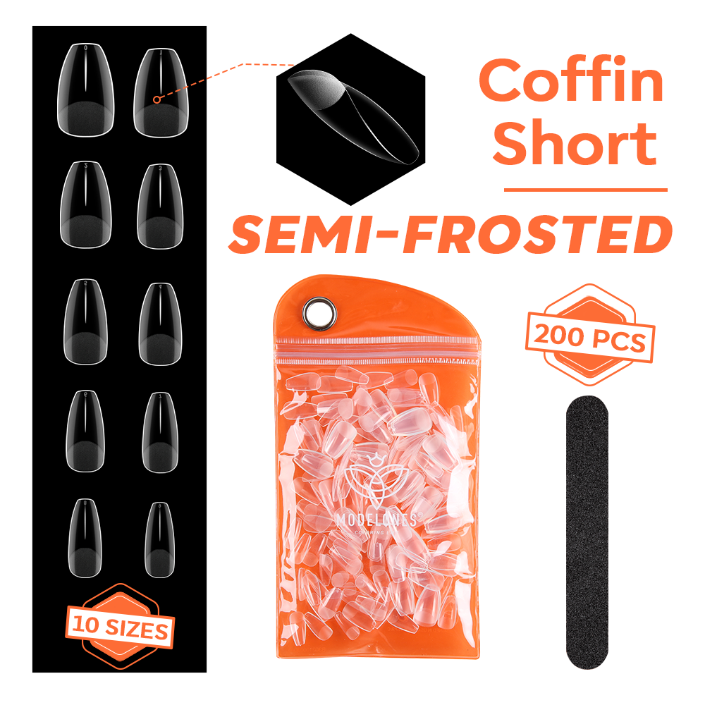 200Pcs Semi-Frosted Short Coffin Full Cover Nail Tips