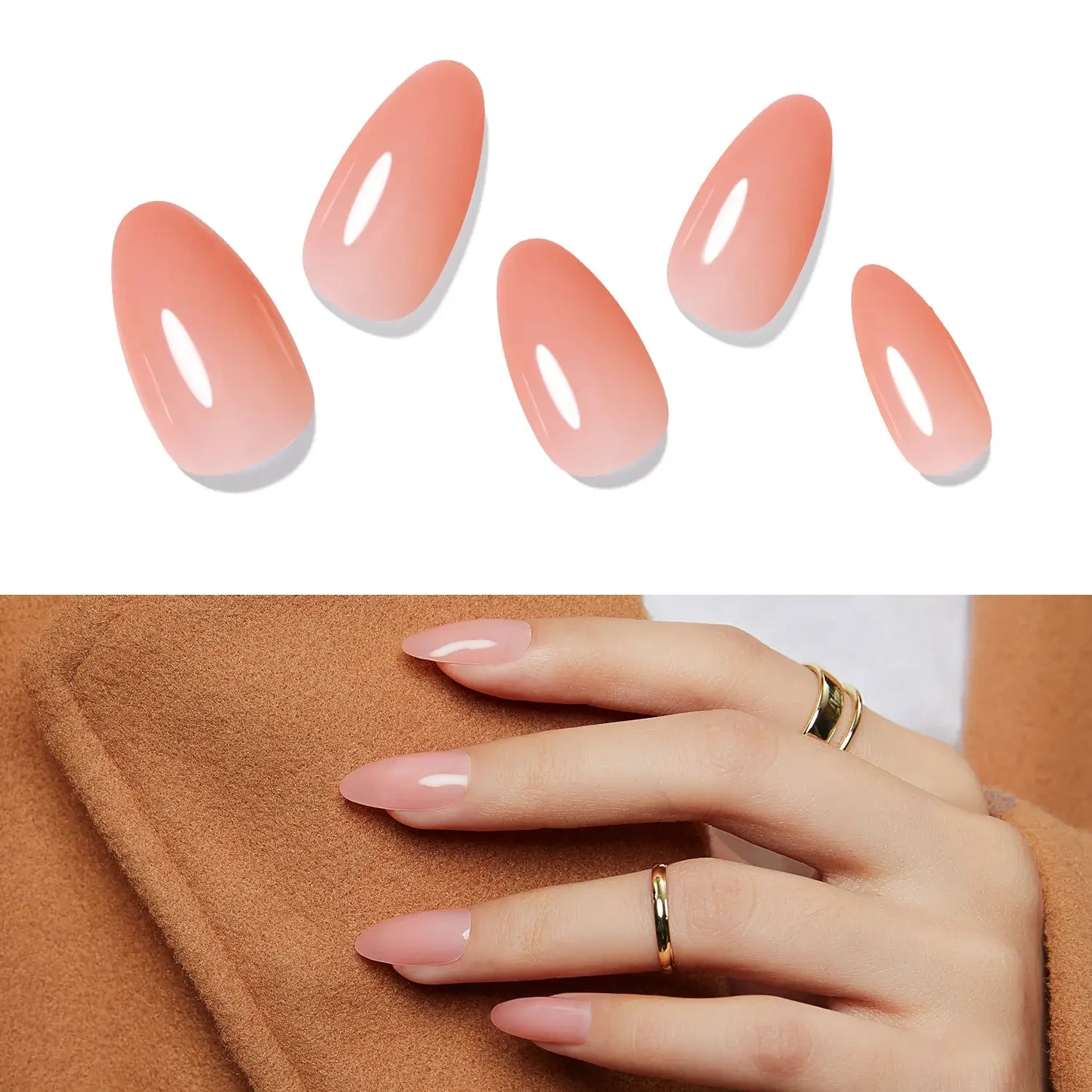 Orange Reusable Almond Nails - Buy Press-on Nails online