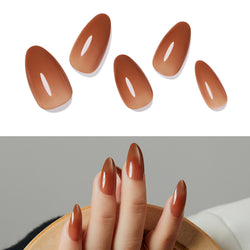 Opal Amber - 24 Fake Nails 12 Sizes Short Almond Press on Nails Kit