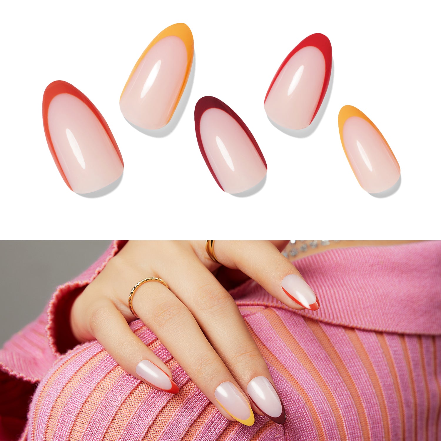 Buy COSLIFESTORE- Press on nails-24 reusable gel nail extensions shape long  Ballerina OMBRE LIGHT PINK french nails with full application kit - buffer,  manicure tool, 24 jelly tabs nail glue- DIY nail