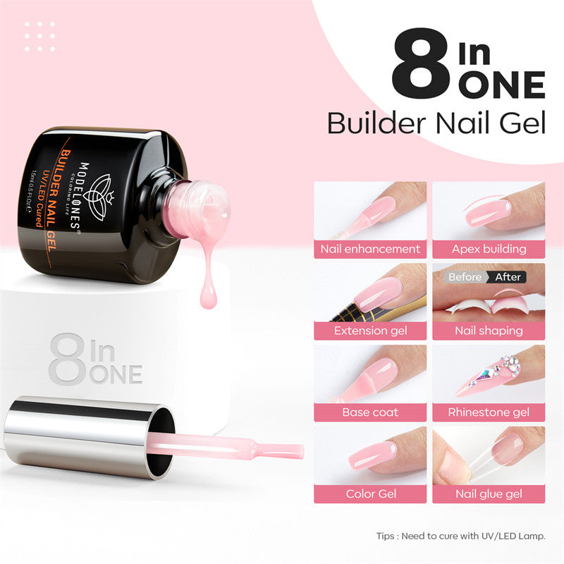 8-In-1 Tender Pink Builder Nail Gel 15ml