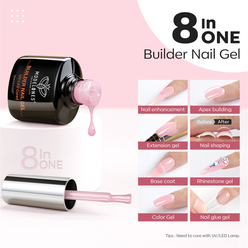 8-In-1 Nude Pink Glitter Builder Nail Gel 15ml