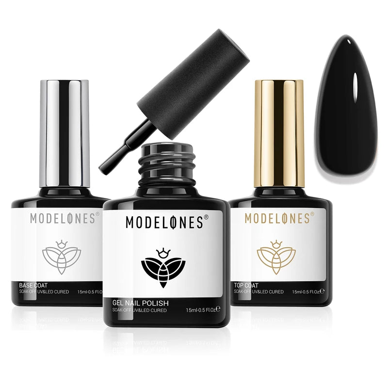 Black Inspire Gel with Top and Base Coat Trio