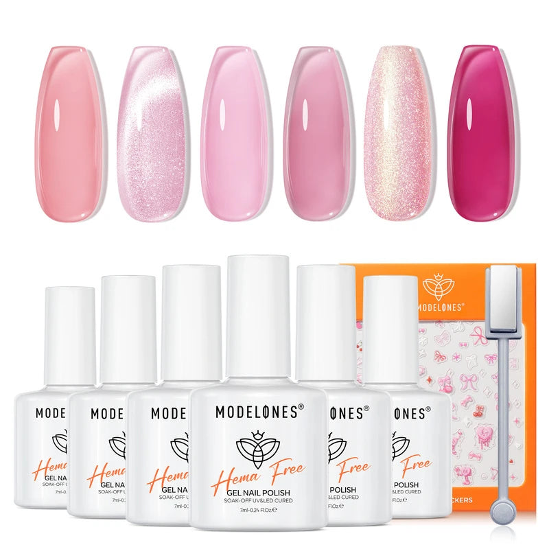 Modelones Pink Valentine Hema Free Gel Nail Polish Set