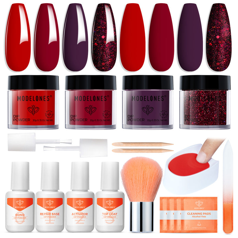 Blood Plum - 19Pcs Dipping Powder Kit Dip Powder Kit MODELONES 