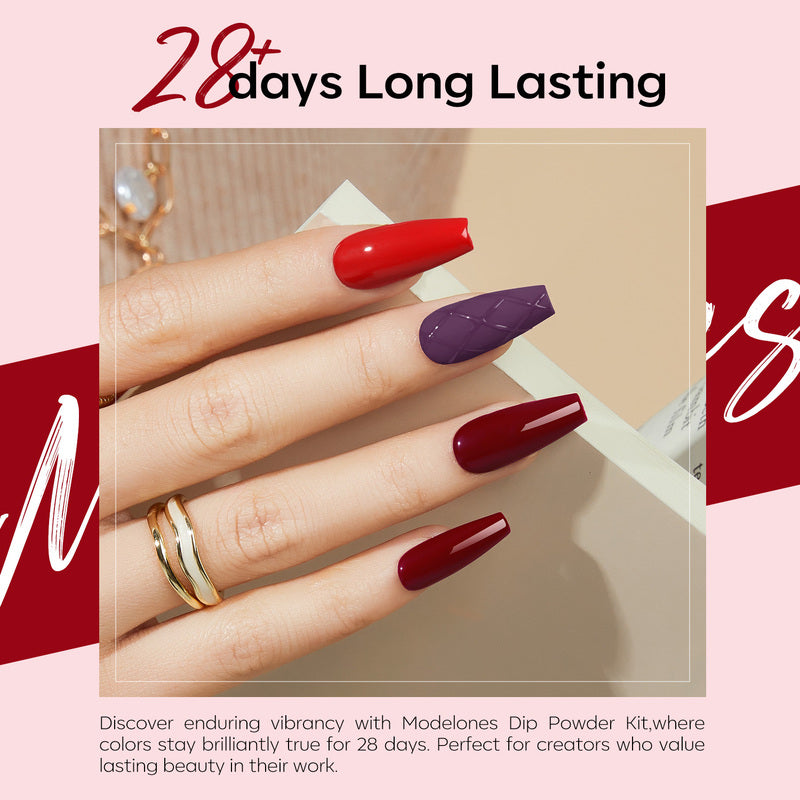 Blood Plum - 19Pcs Dipping Powder Kit Dip Powder Kit MODELONES 