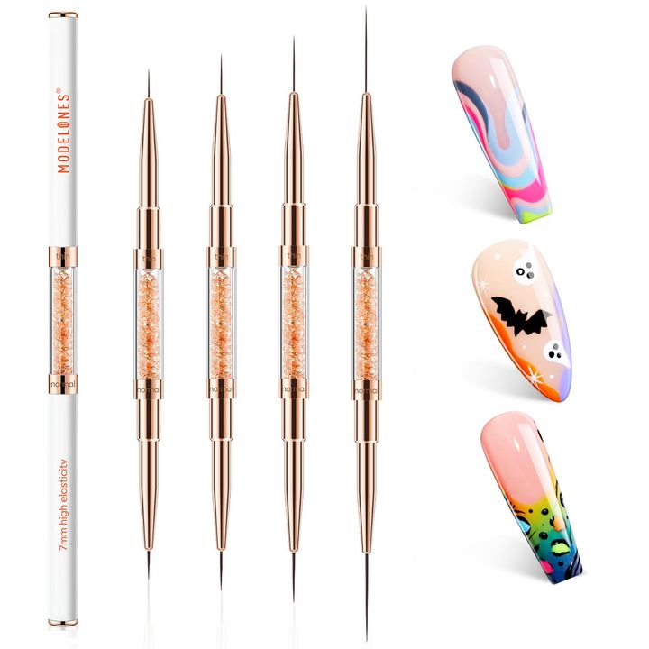 4Pcs Double-Ended Nail Art Liner Brush 7/11/15/20mm 1
