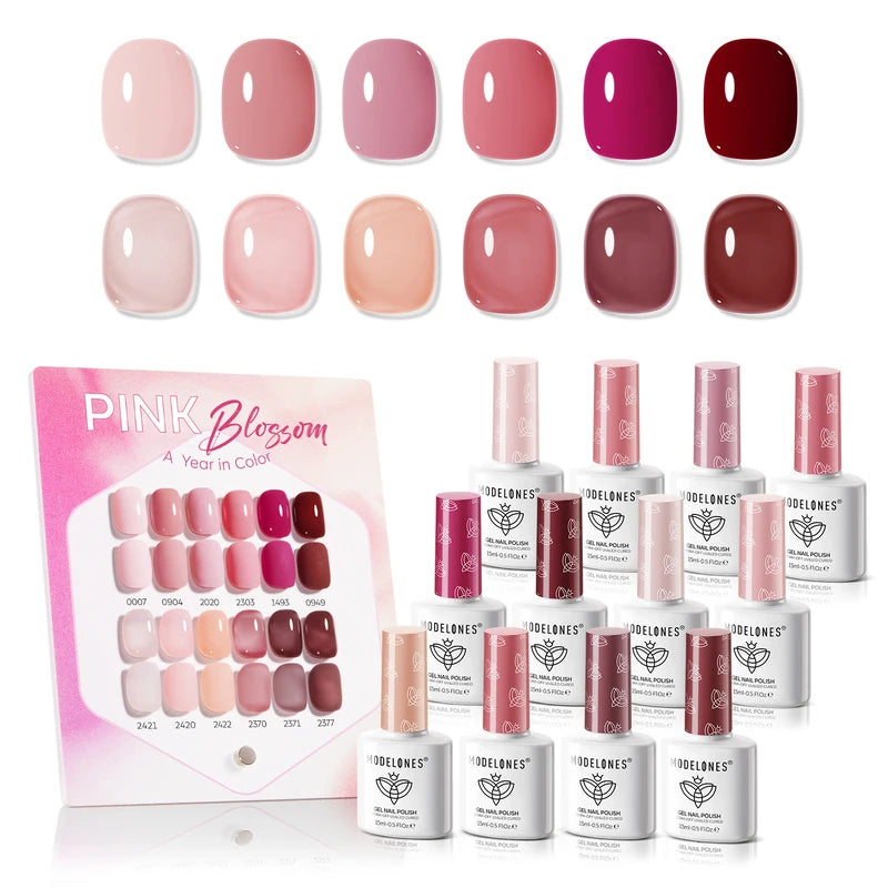 Modelones Pink Hema-free&Tpo-free Gel Nail Polish Set