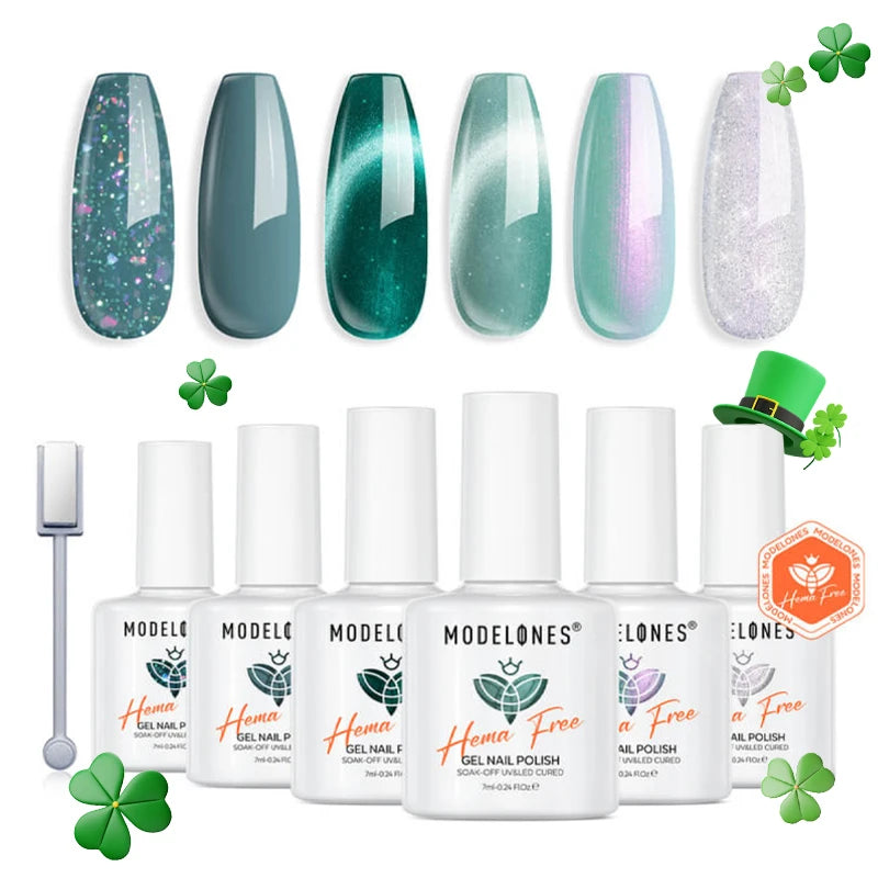 Modelones Green Spring Gel Nail Polish Set 