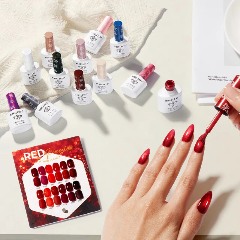 Modelones Red Hema-free&Tpo-free Gel Nail Polish Set