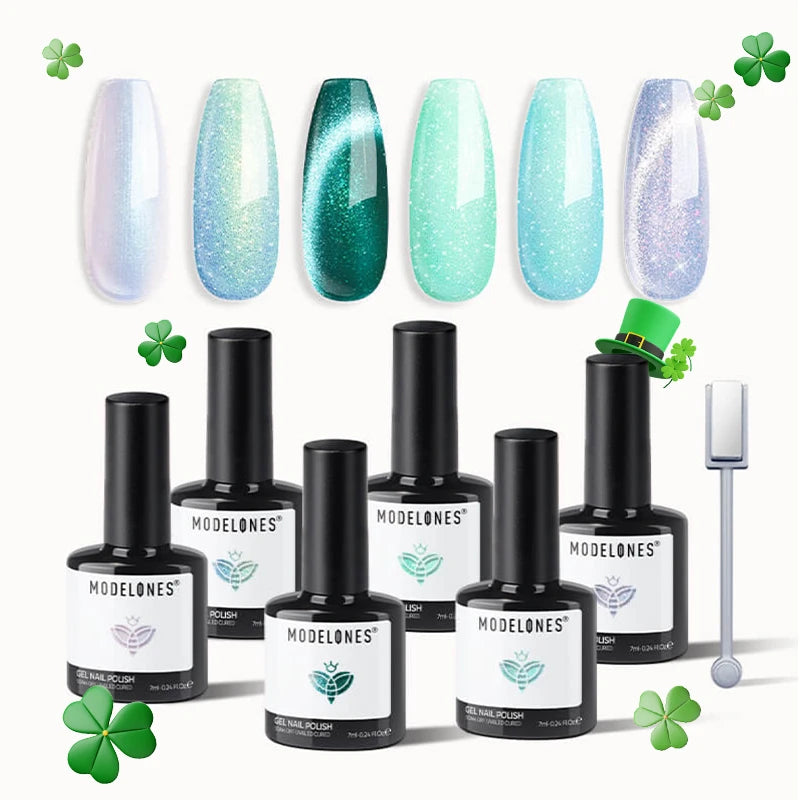 Modelones Green Spring Gel Nail Polish Set 