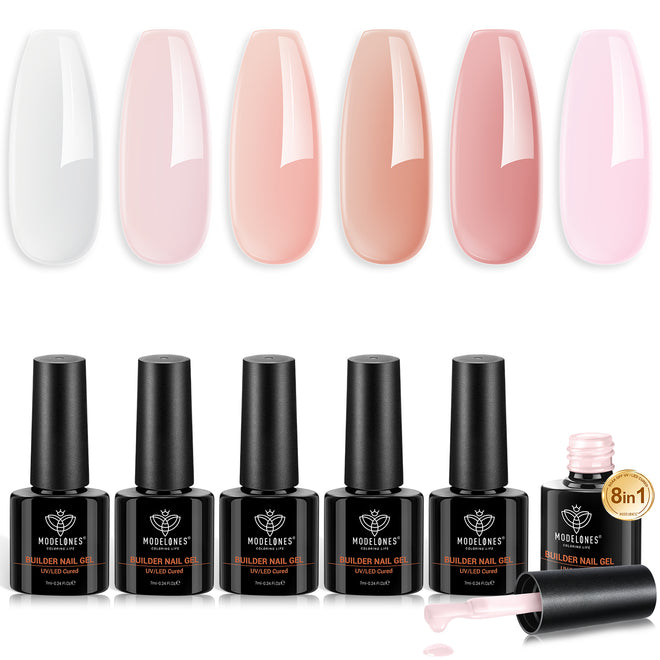 Nude Pink - 6Pcs 8-in-1 Builder Nail Gel Set 7ml【US/CA/AU/UK ONLY】