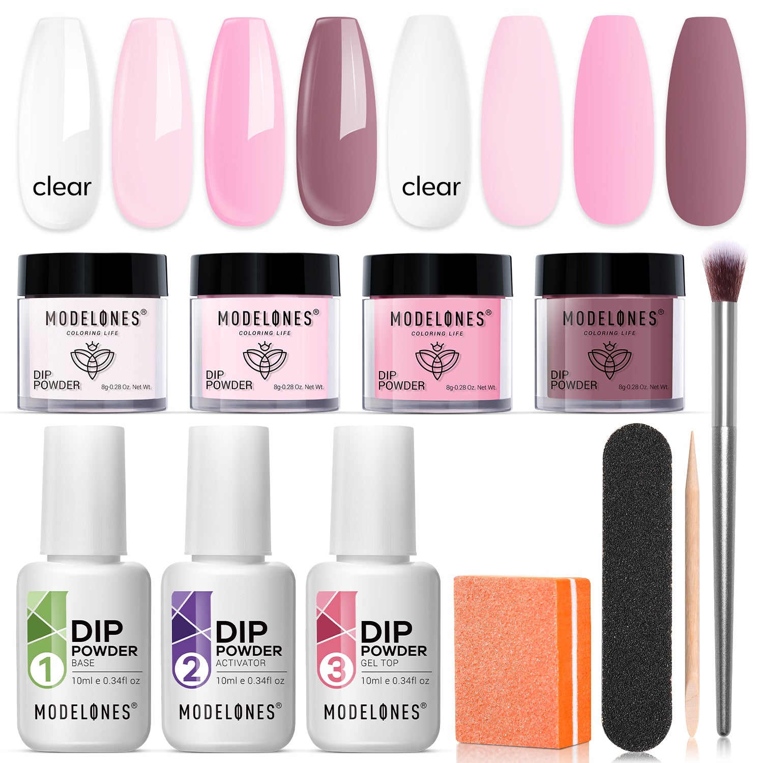 Clear Pink - 11Pcs Dipping Powder All-In-One Kit【US ONLY】
