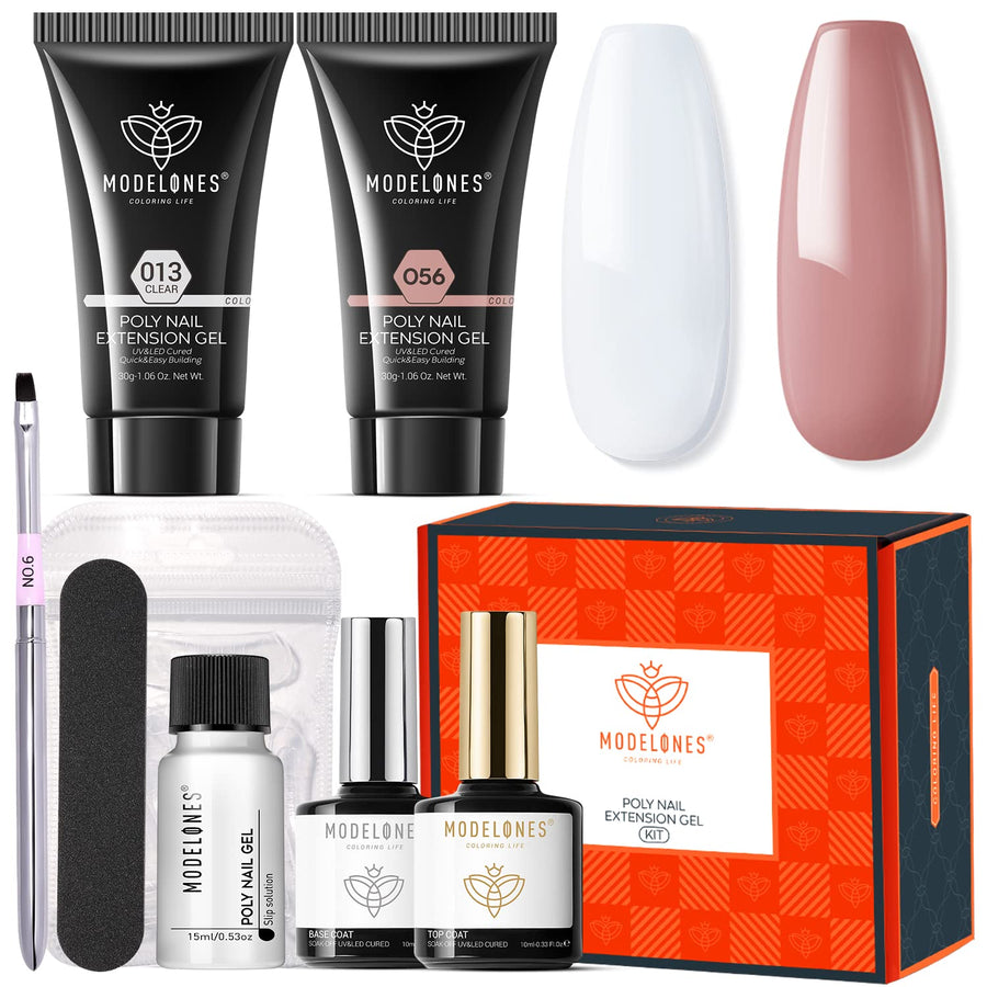 Modelones Poly Nail Gel Kit With Slip Solution Extension Builder Enhancement Professional
