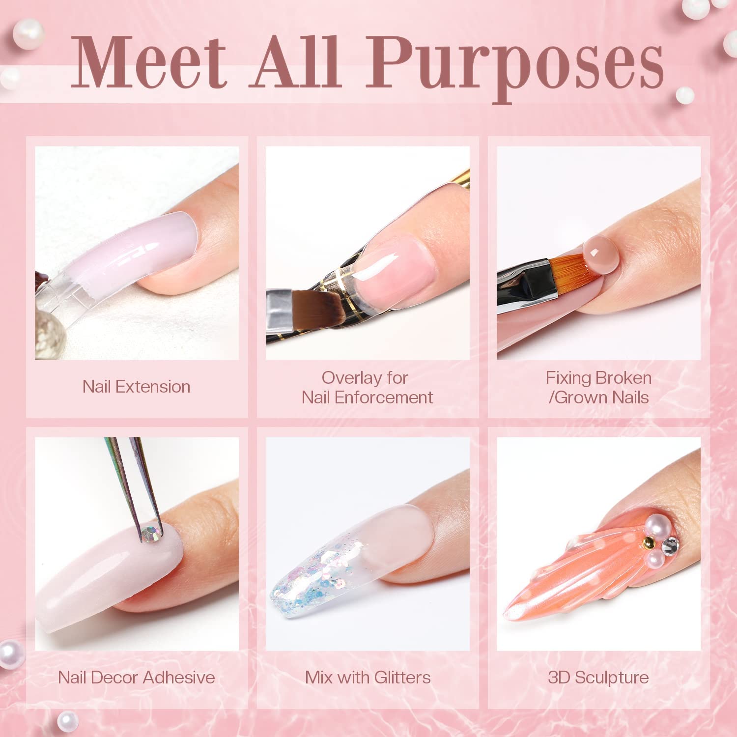 Deep Nude - 2 Colors Poly Nail Gel Starter Kit【US ONLY】