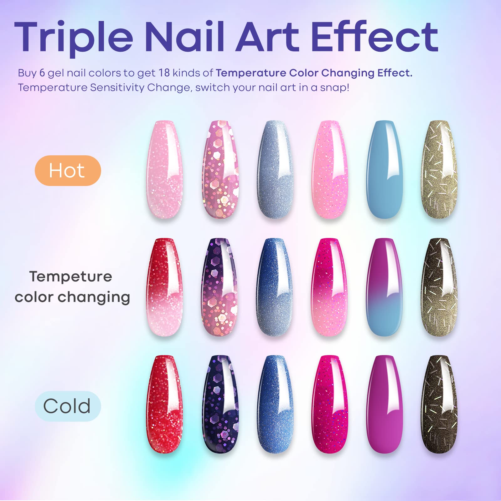 6 Shades Gel Nail Polish Set Collection Gel Polish Set MODELONES #mood-temperature