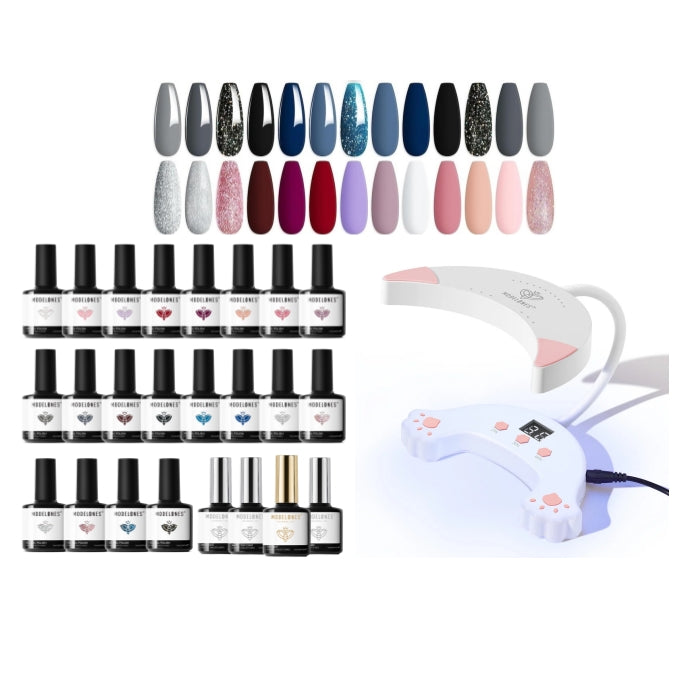 20 Gel Polish Colors & Smart LED Nail Lamp All-in-One Salon Starter Kit