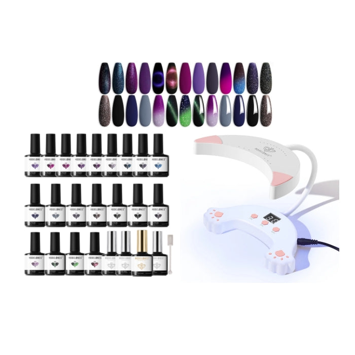 20 Gel Polish Colors & Smart LED Nail Lamp All-in-One Salon Starter Kit