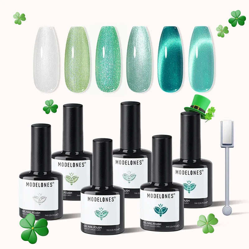 Modelones Green Spring Gel Nail Polish Set #sea-glass-greens