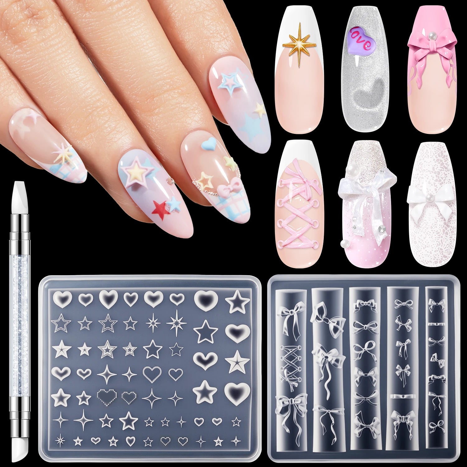 3D silicone nail mold #soft-glow