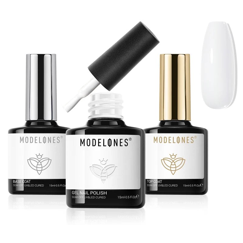 White Inspire Gel with Top and Base Coat Trio